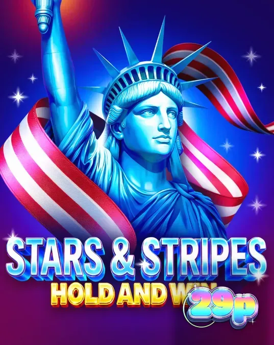Interface do jogo Stars & Stripes Hold and Win com temática patriótica